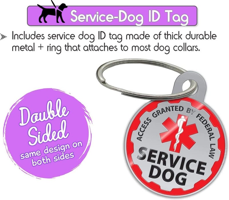 Pelto Service Dog Vest + ID Tag + 50 ADA Information Cards - Service Dog Harness in Sizes X Small to XX Large, Metal Dog Tag has Durable Clip, Service Animal Information Cards are 2-Sided. ESA Accessory Set - Image 3
